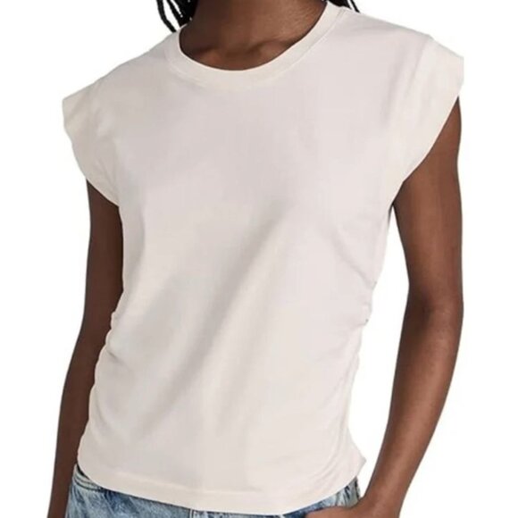 NEW Madewell Sutro Ruched Muscle Casual Luxe Jersey Tank in White - Size: Small - Picture 12 of 12